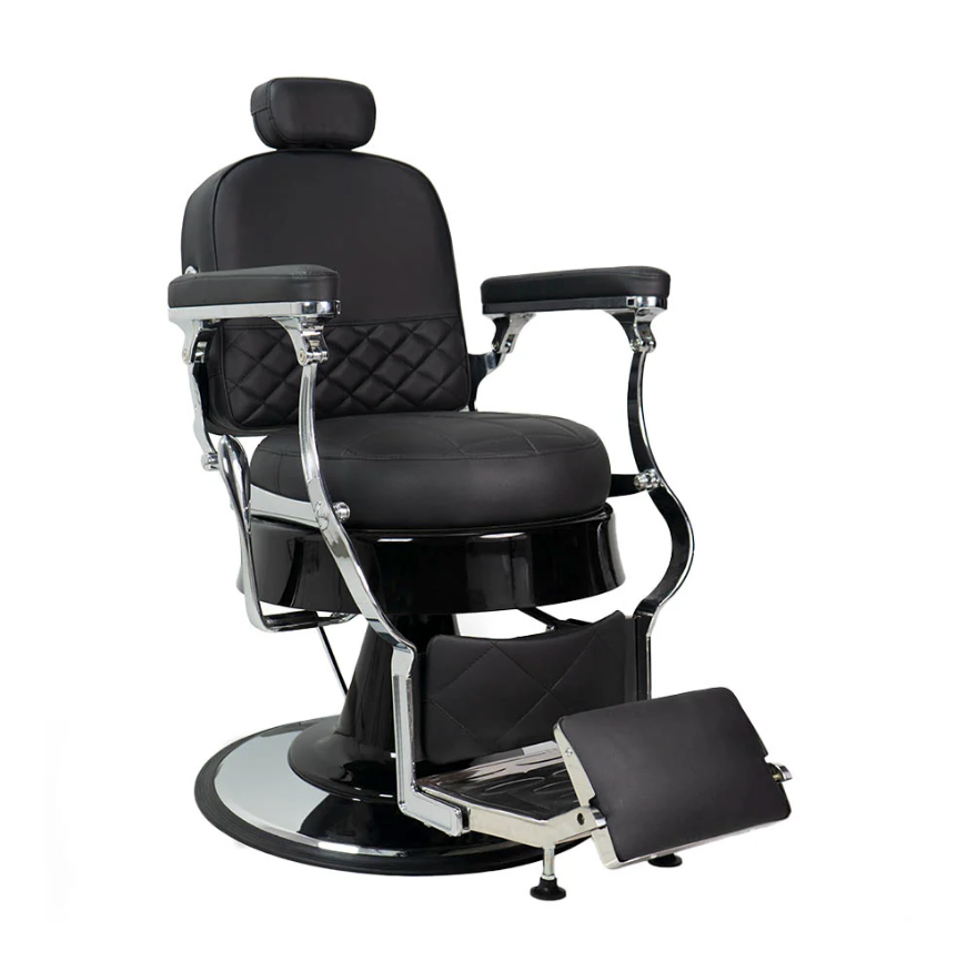 BS-8801 BLACK/SILVER BARBER CHAIR