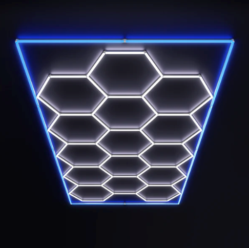 15 Hexagon Led Lighting system with a BLUE border led light (16ft x 8ft)