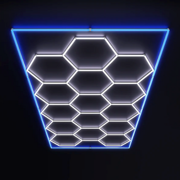 15 Hexagon Led Lighting system with a BLUE border led light (16ft x 8ft)